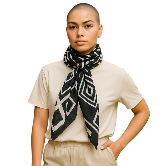 Vintage Anne Klein Silk Scarf Womens Geometric Abstract Retangular Retro 90s - Picture 3 of 6